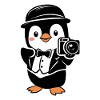 Elegant penguin with camera