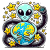 Funny Alien Holding Earth Design