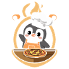 Pizza mignonne du chef pingouin