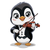 Cute Penguin Fiddler Funny Musical