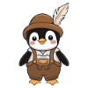 Funny penguin in Bavarian outfit