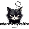 Angry cat wants coffee