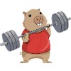 Cute Capybara Weightlifting Cartoon
