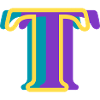 Multi-coloured letter t