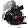 Steam locomotive breaks through paper