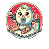 Ei-Baby mit Schnuller und Flasche
