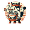 Eating ramen, happy cat