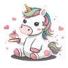 Kawaii Einhonr with cake