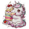 Kawaii Einhonr with cake