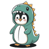 Cute Penguin in Dinosaur Costume
