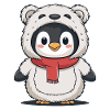 Cute penguin in bear costume