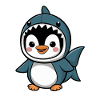 Cute Penguin in Shark Costume