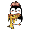 Penguin with pizza illustration design