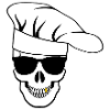 Skull with sunglasses chef's hat
