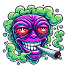 Alien Smoke Head Cartoon Sticker