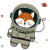 Dreaming astronaut fox in space