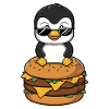Cool penguin with burger