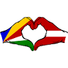 Seychelles Lettonie Drapeau Mains Coeur