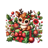 Cute Christmas Reindeer With Gift