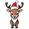 Cute Reindeer with Santa Hat