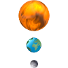 Fireball, Earth, Moon, Sun