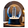 De scheve toren van Pisa in een sneeuwbol