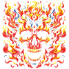 Skull with Flames Burning Skull