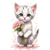 Flower Power Kitten - Aquarelle