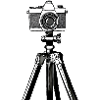Photo camera on tripod