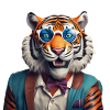 Sophisticated Tiger with Blue Sunglasses