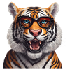 Intelligent Tiger with Glasses Design