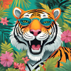 Vivid Jungle Tiger with Sunglasses