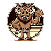 Friendly wild boar waving