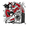 Good girl smashes the washing machine