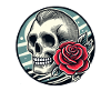 Retro Skull and Rose