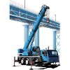 Mobile crane assembles bridge sections