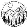 Berglogo und Bergsymbol, Wanderer