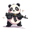 Cute panda bear armed.