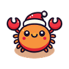 Cheerful crab with santa hat