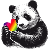 Loving panda with rainbow heart
