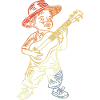 Ukulele Line Art Retro-Stil