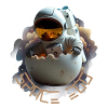 Astronaut in eggshell