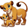 Mère lion avec enfant
