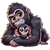 Mère gorille avec enfant