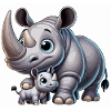 Rhinoceros mother with child