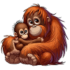 Mère orang-outan avec enfant