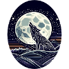 Geometric Wolf and Full Moon