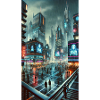 Neon city futuristic rain