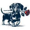 Dachshund with Rose