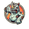 Dissatisfied and thumbs-down zombie rhinoceros